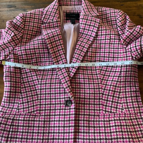 J Crew Campbell Pink Brown Houndstooth Wool Blazer Prep School Academia … - Picture 10 of 15